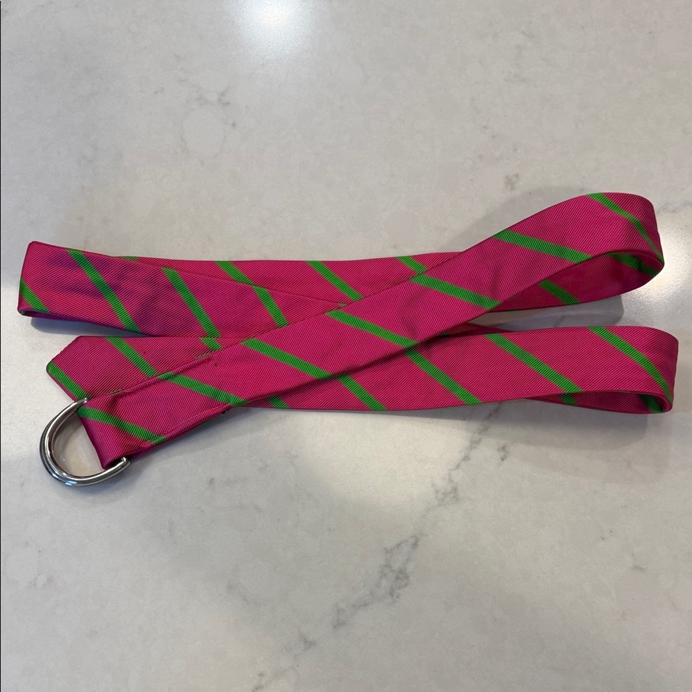 Lilly Pulitzer Silk Pink and Green Striped Belt